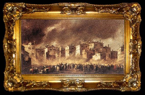 framed  GUARDI, Francesco Fire in the San Marcuola Oil Depot sdg, ta009-2